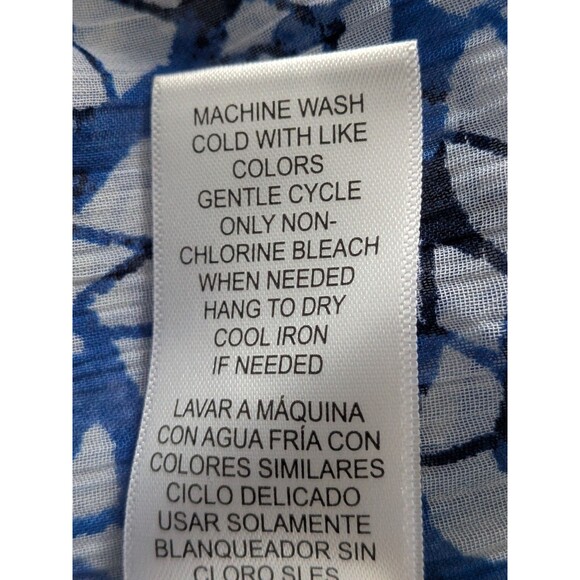 Fever Blouse Women 2X Blue Paisley Mosaic Chiffon Top Sleeveless Casual Coastal - Picture 10 of 12